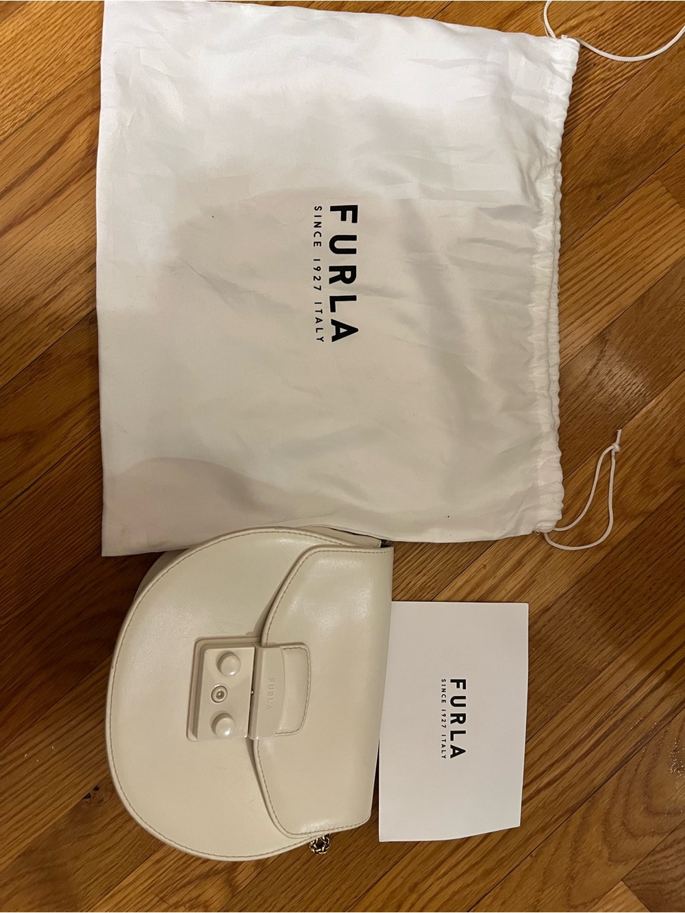 Furla Cream Rounded Leather Crossbody Mini Bag